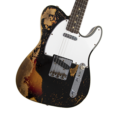 Fender Custom Shop S20 Limited Edition 1959 Telecaster Custom Super Heay Relic Aged Black over 3 Colour Sunburst Elektro Gitar
