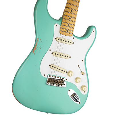 Fender Custom Shop S21 Limited Edition 1957 Stratocaster Relic Akçaağaç Klavye Faded Aged Sea Foam Green Elektro Gitar