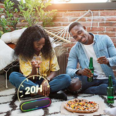 Tribit XSound Mega T-BTS35 30W 20 Saat Oynatma Süresi IPX7 Su Geçirmez RGB Taşınabilir TWS Bluetooth Hoparlör Siyah