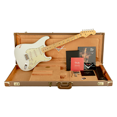 Fender Custom Shop Masterbuilt Greg Fessler 1959 Stratocaster Journeyman Relic Olympic White Elektro Gitar