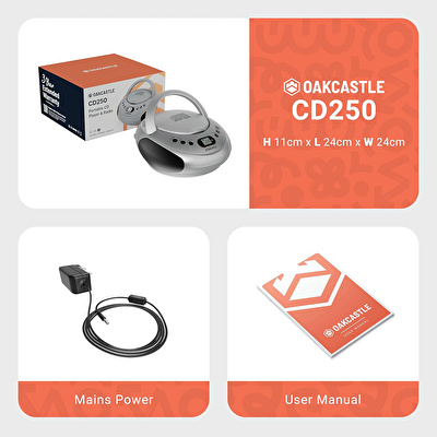 OAKCASTLE CD250 Cd Oynatıcılı Taşınabilir Bluetooth Hoparlör Gümüş