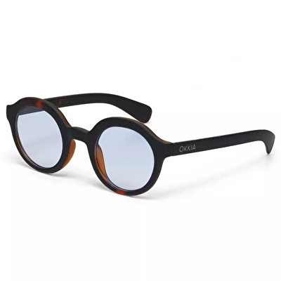OKKIA Lauro Unisex Yuvarlak Siyah Havana Güneş Gözlüğü Mavi Degrade