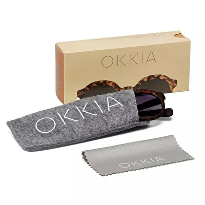 OKKIA Lauro Unisex Yuvarlak Siyah Havana Güneş Gözlüğü Mavi Degrade
