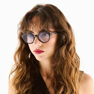 OKKIA Lauro Unisex Yuvarlak Siyah Havana Güneş Gözlüğü Mavi Degrade