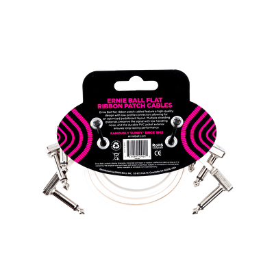ERNIEBALL P06386 - 12" (30 cm) Beyaz Düz Şerit Patch Kablosu (3'lü Paket)
