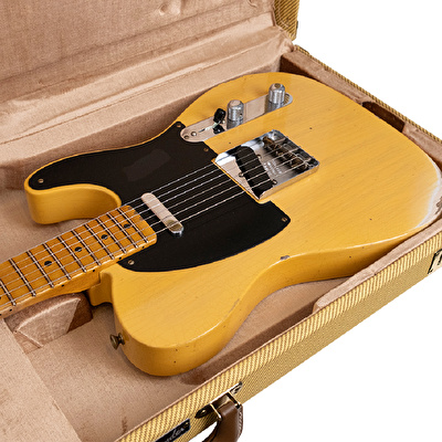 Fender Custom Shop 1951 Nocaster Relic Akçaağaç Klavye Faded Aged Nocaster Blonde Elektro Gitar