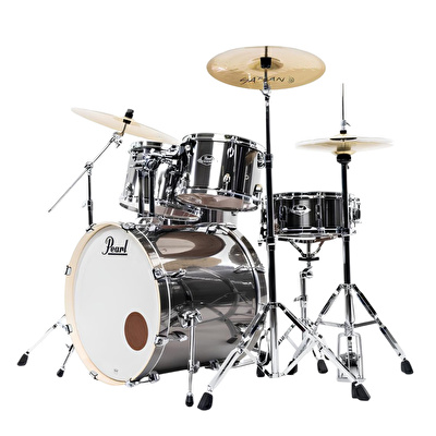 PEARL EXX725BR/C21 Export EXX Smokey Chrome 5 Parça (22B/12T/13T/16F/14S) Aksamlı ve Zilli Akustik Davul Seti