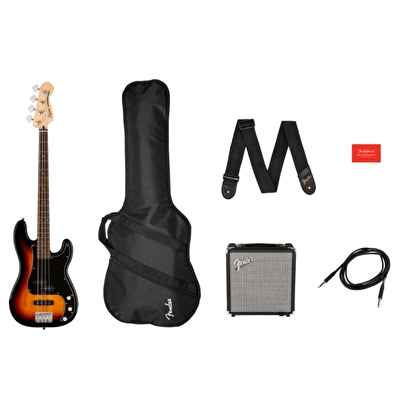 Squier Affinity Precision Bass PJ Laurel Klavye 3-Color Sunburst Rumble 15 Bas Gitar Seti