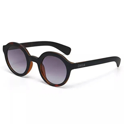 Lauro Unisex Yuvarlak Siyah Havana Güneş Gözlüğü Siyah Degrade