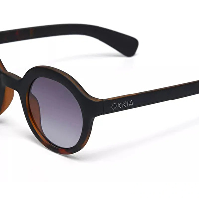 Lauro Unisex Yuvarlak Siyah Havana Güneş Gözlüğü Siyah Degrade