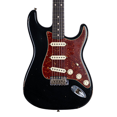 Fender Custom Shop Masterbuilt Todd Krause 1963 Stratocaster Journeyman Relic Gülağacı Klavye Black Elektro Gitar
