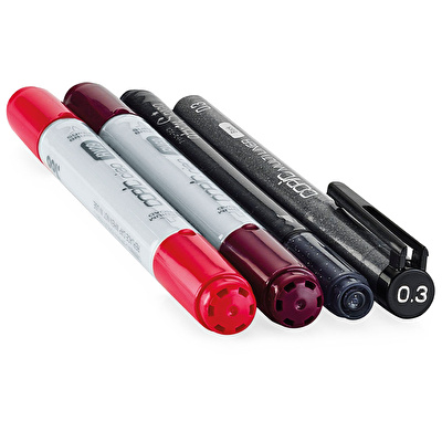 COPIC Ciao Doodle Pack Red Kalem Seti