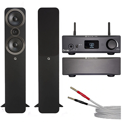 NuPrime Omnia Mini Set - Q Acoustics 3050i Black - QED XT25 3M. Hi-Fi Müzik Sistemi