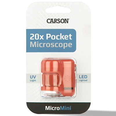 CARSON Led ve UV Işıklı Cep Mikroskobu 20x Turuncu