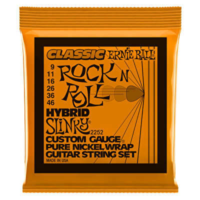 ERNIEBALL P02252 Hybrid Slinky Classic Rock N Roll Pure Nickel