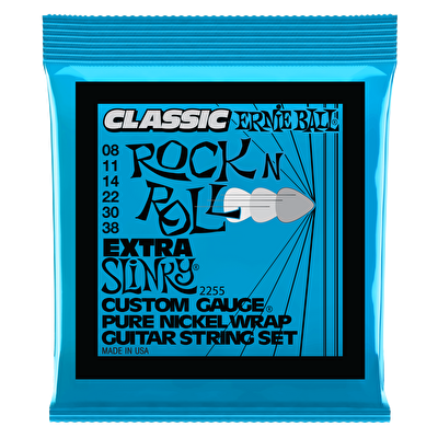 ERNIEBALL P02255 - Extra Slinky Classic Rock N Roll Pure Nickel Wrap 8-38 Elektro Gitar Teli