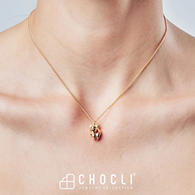 CHOCLI 18 Ayar Altın Kaplama Kedi Kolye
