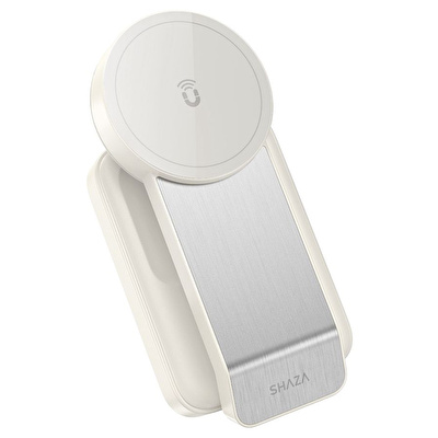 SHAZA  3in1 Katlanabilir Kablosuz Hızlı Beyaz Masa Şarj Standı