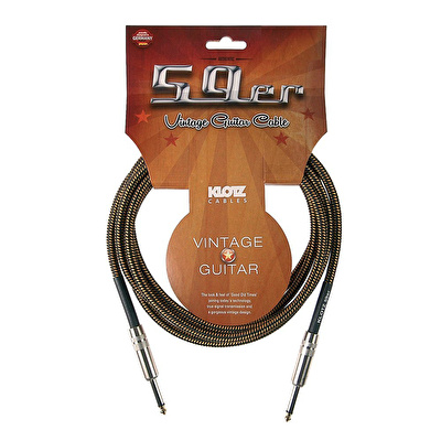 Klotz Vintage 59er Düz Uçlu Siyah-Kahve Örgülü  4,5mt Gitar Kablosu
