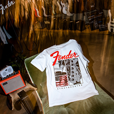 FENDER® Stratocaster Beyaz T-Shirt