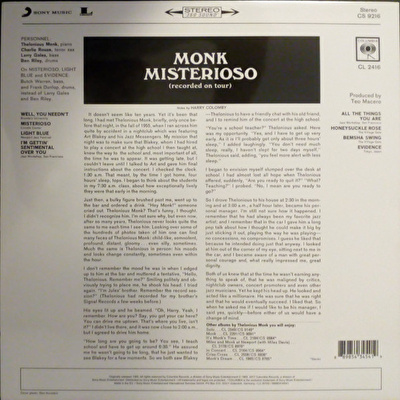 Monk – Misterioso (Recorded On Tour)