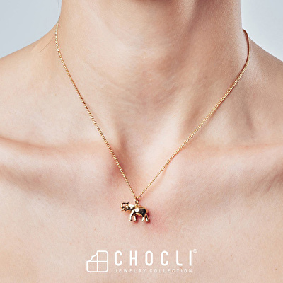 CHOCLI 18 Ayar Altın Kaplama Fil Kolye