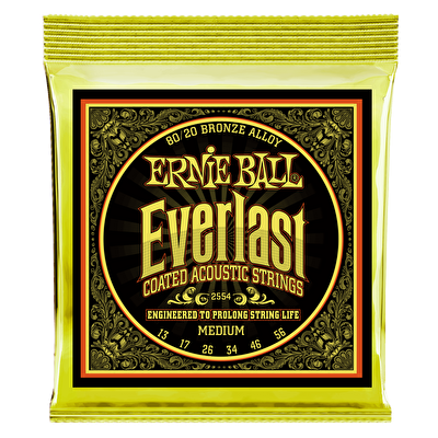 ERNIEBALL P02554 - Everlast Medium Coated 80/20 Bronze 13-56 Akustik Gitar Teli