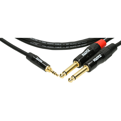Klotz Pro Altın Uçlu Mini TRS Jack - 2x TS 1,5m Siyah Y-Kablo