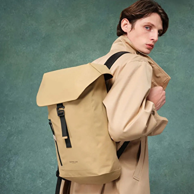 GASTON LUGA Lightweight Duo Seal Flap Backpack 14" - Latte