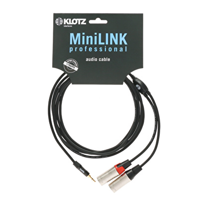 Klotz Pro Mini TRS Jack - 2x XLR Dişi 3mt Siyah Y-Kablo