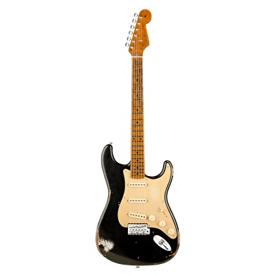 Fender Custom Shop Limited Edition Roasted 1956 Stratocaster Relic Akçaağaç Klavye Black Elektro Gitar