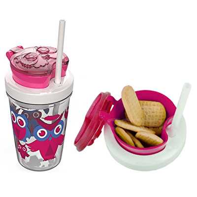 CONTIGO Snack Straw Owl Pink