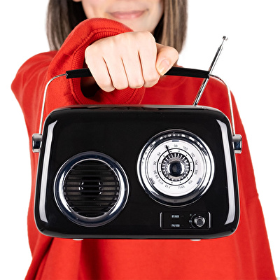KOZMOS FB-R302-BK Siyah Retro Radyo ve Bluetooth Hoparlör