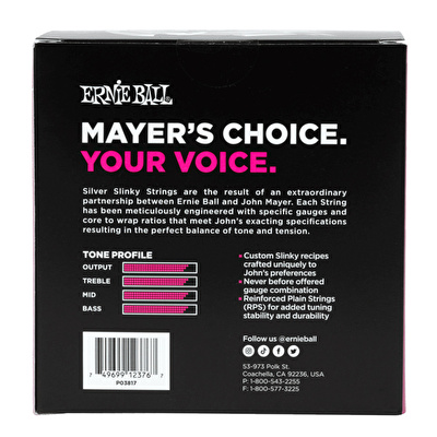 ERNIE BALL John Mayer Silver Slinky 10,5-47 6lı Paket Gitar Teli
