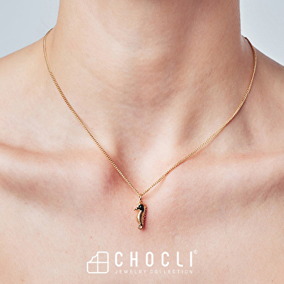 CHOCLI 18 Ayar Altın Kaplama Denizatı Kolye