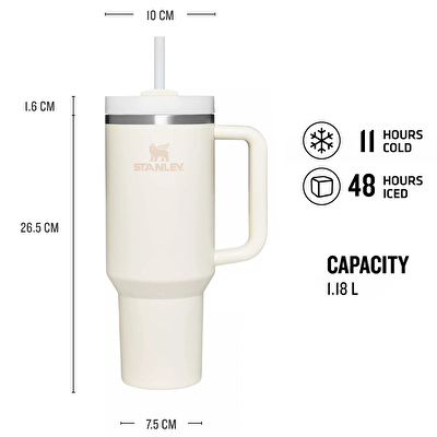 STANLEY Quencher Pipetli Termos Bardak 1.18 Lt Krem