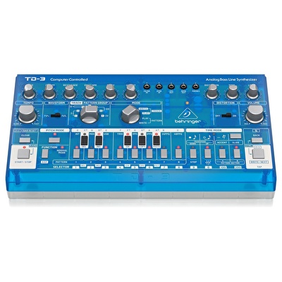 BEHRINGER TD-3-BB Analog Bass Line Synthesizer (Transparan Mavi)