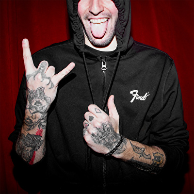 FENDER® Transition Logo Fermuarlı Siyah Hoodie