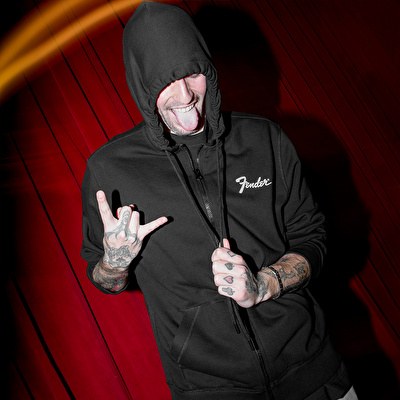 FENDER® Transition Logo Fermuarlı Siyah Hoodie