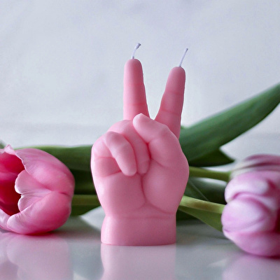 CANDLE HAND Baby Peace Mum Pembe