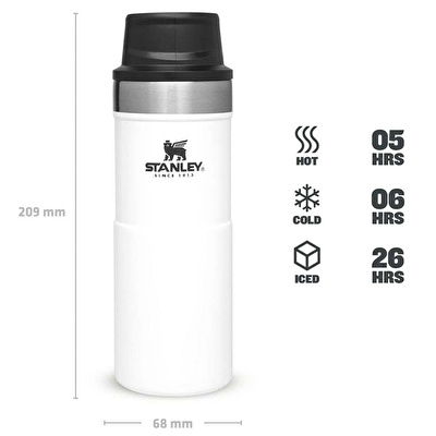 STANLEY 0.35L İnce Gövde Classic Trigger-Action Travel Mug - Beyaz Matara