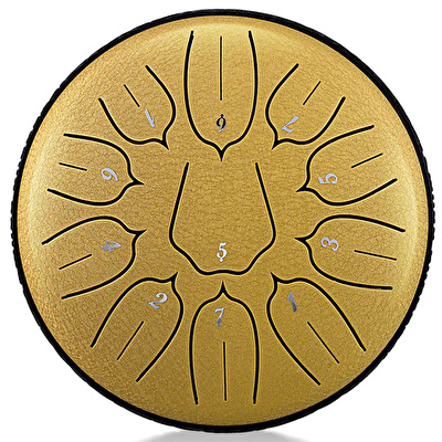 YOGIXO Tongue Drum V2 11 Notalı 6″ Lotus Desenli - Altın