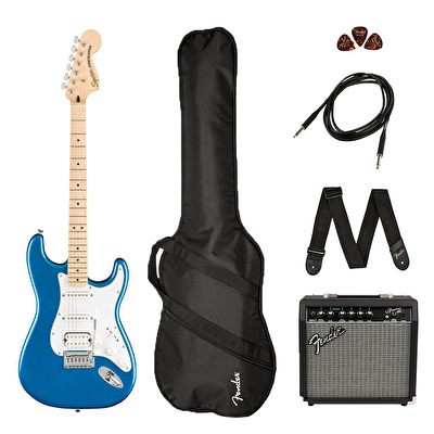 Squier Affinity Strat HSS Frontman 15G Amp Lake Placid Blue Elektro Gitar Seti