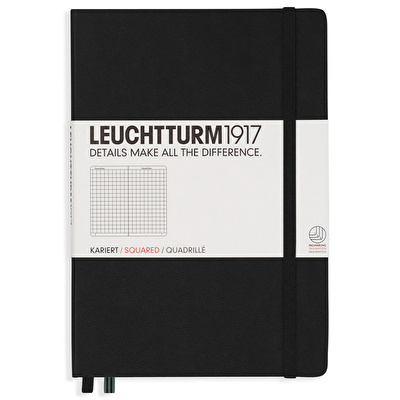 LEUCHTTURM Not Defteri Orta Boy (A5) Kareli, Siyah