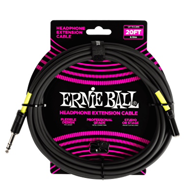 Ernie Ball Kulaklık Uzatma Kablosu 1/4 to 3.5mm 20ft - Siyah