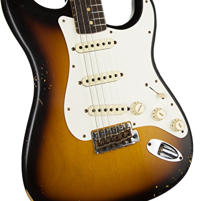 Fender Custom Shop CPE21 Limited Edition 59 Stratocaster Relic Gülağacı Klavye Super Faded Elektro Gitar Elektro Gitar