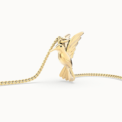CHOCLI 18 Ayar Altın Kaplama Humming Bird Kolye
