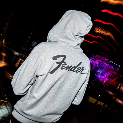 FENDER® Transition Logo Fermuarlı Gri Hoodie