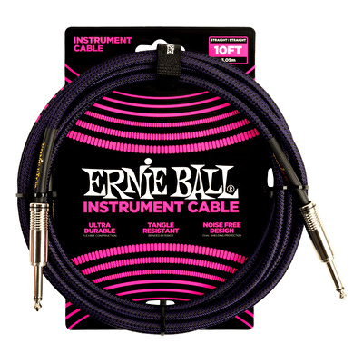 Ernie Ball P06393 10ft(3M) Örgü Düz Mor Kablo