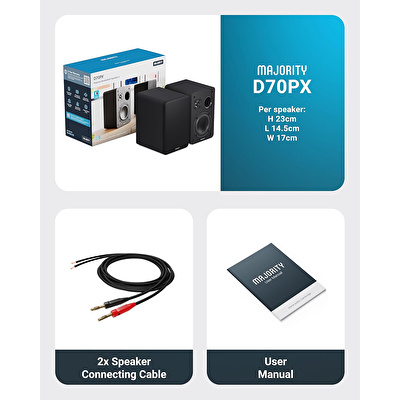 Majority D70X Raf Tipi Pasif Siyah Hoparlör